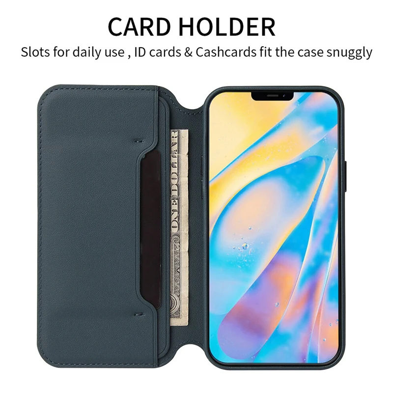 For Iphone 12 Pro Leather Flip Wallet Protection Case Card Holder Slot Phone Cover Flip Card Holder Phone Case