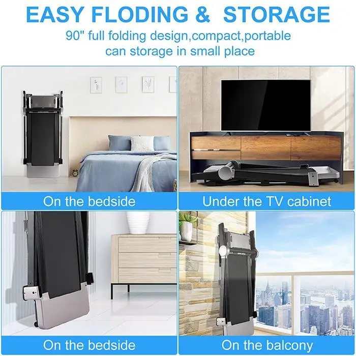 

Foldable Electric Treadmill, Space Saving Folding Walking Machine Large Running Area for Small Apartment Home Office 220lbs Max