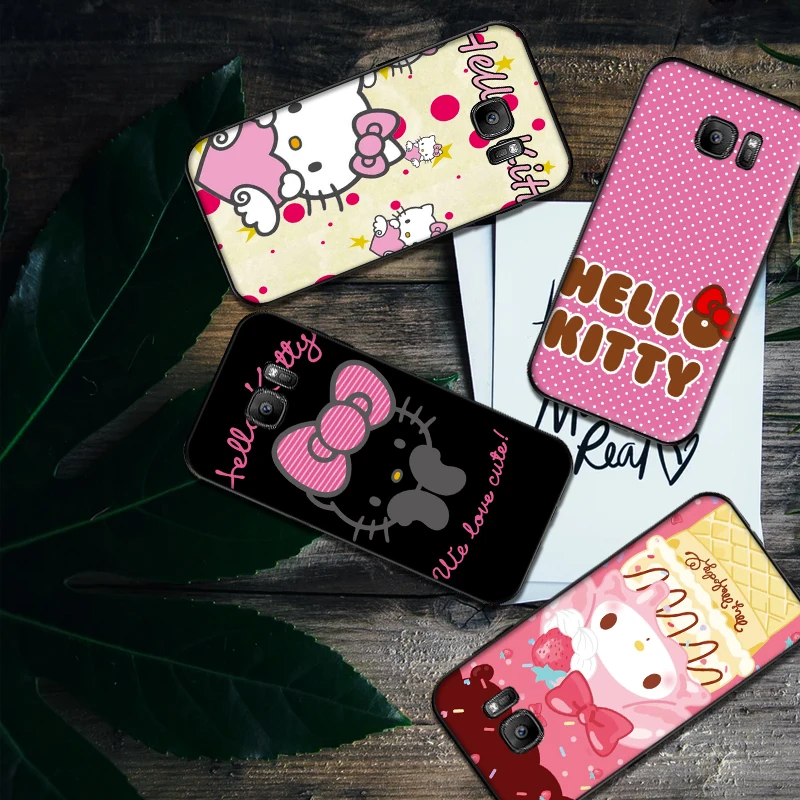Мягкий силиконовый чехол для телефона Hello cat samsung Galaxy S6 S8 Edge S7 S9 Plus S10 S10E Note 9