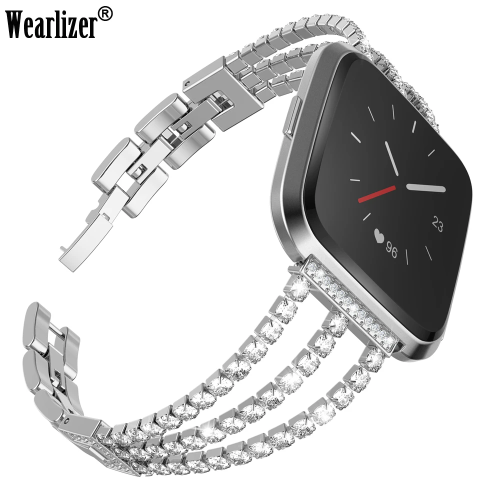 Умный Браслет Wearlizer для Fitbit Versa браслет из нержавеющей стали с бриллиантами