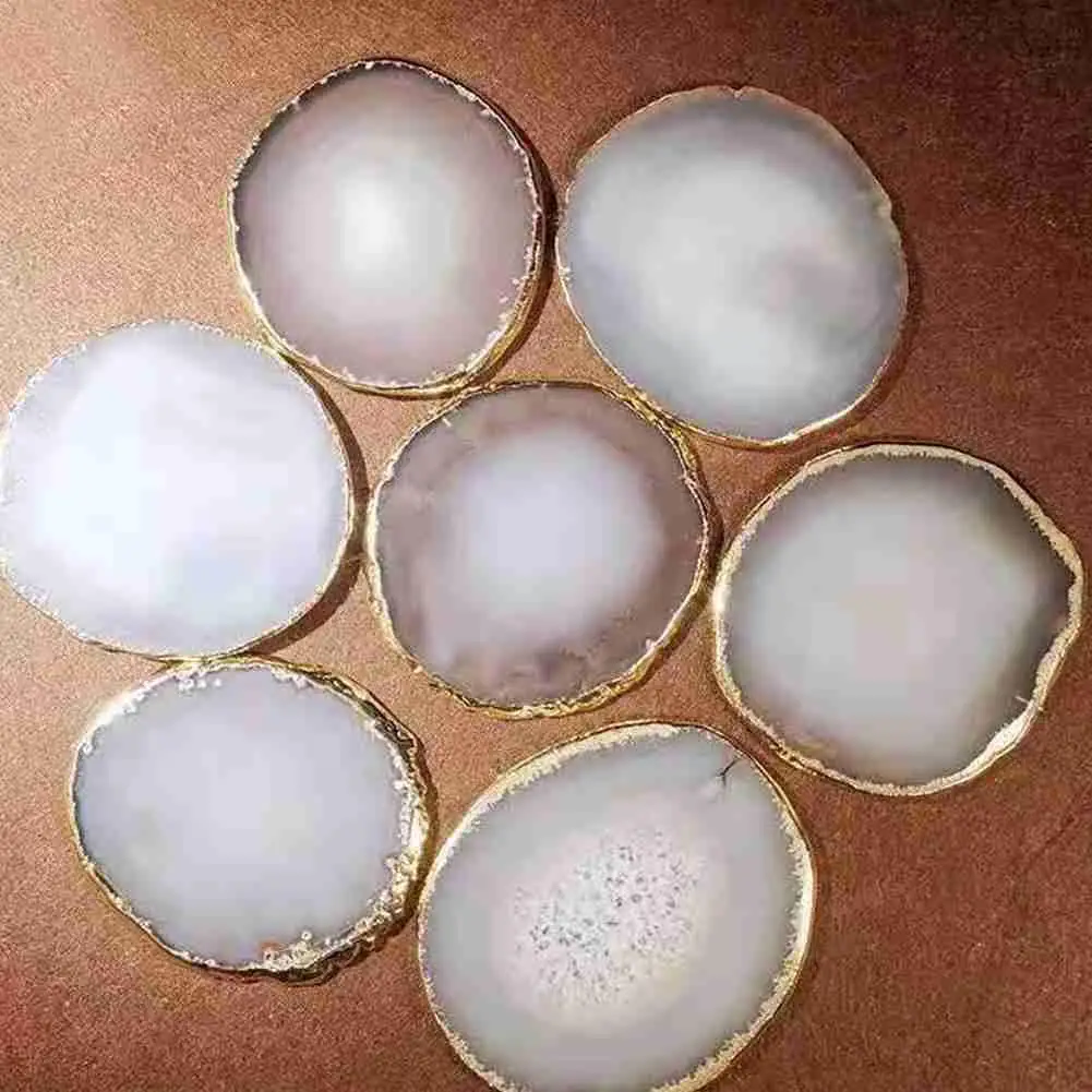 6 см-8 см овальные натуральные шероховатые Агатовые ломтики подставка под чашку