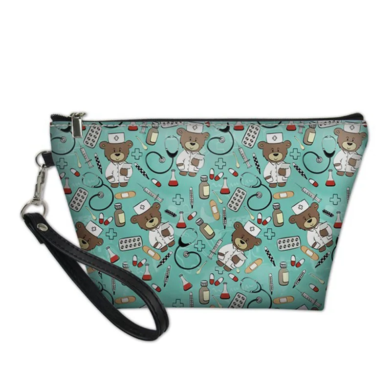 Fashion Big Women Make Up Case Makeup Bag Cute Cartoon Nurse 3D Print Female Travel Cosmetic Pu Leather Bags | Багаж и сумки