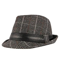simple unisex autumn winter jazz hats men women retro plaid panama hat fold wide brim fedoras hat for male casual bowler caps