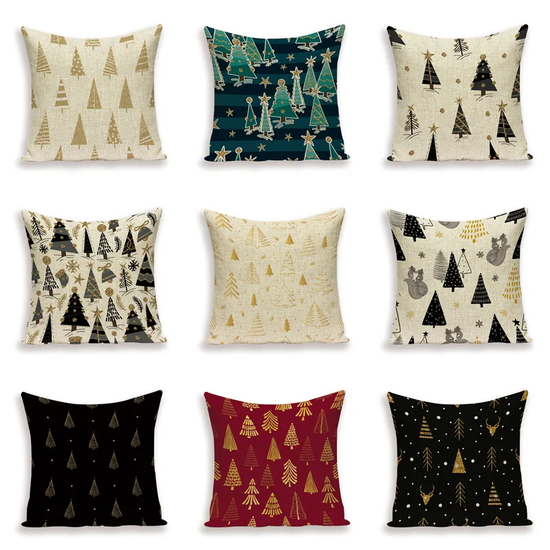 Чехлы для подушек с изображением мультяшной елки чехлы рождественской