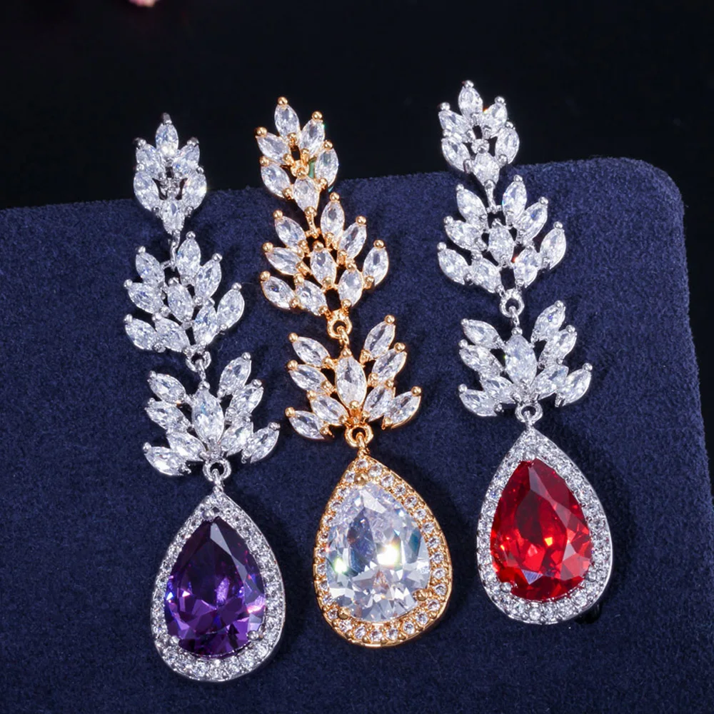 Свадебная длинная подвеска ThreeGraces искусственный фианит каменная маркиза большая