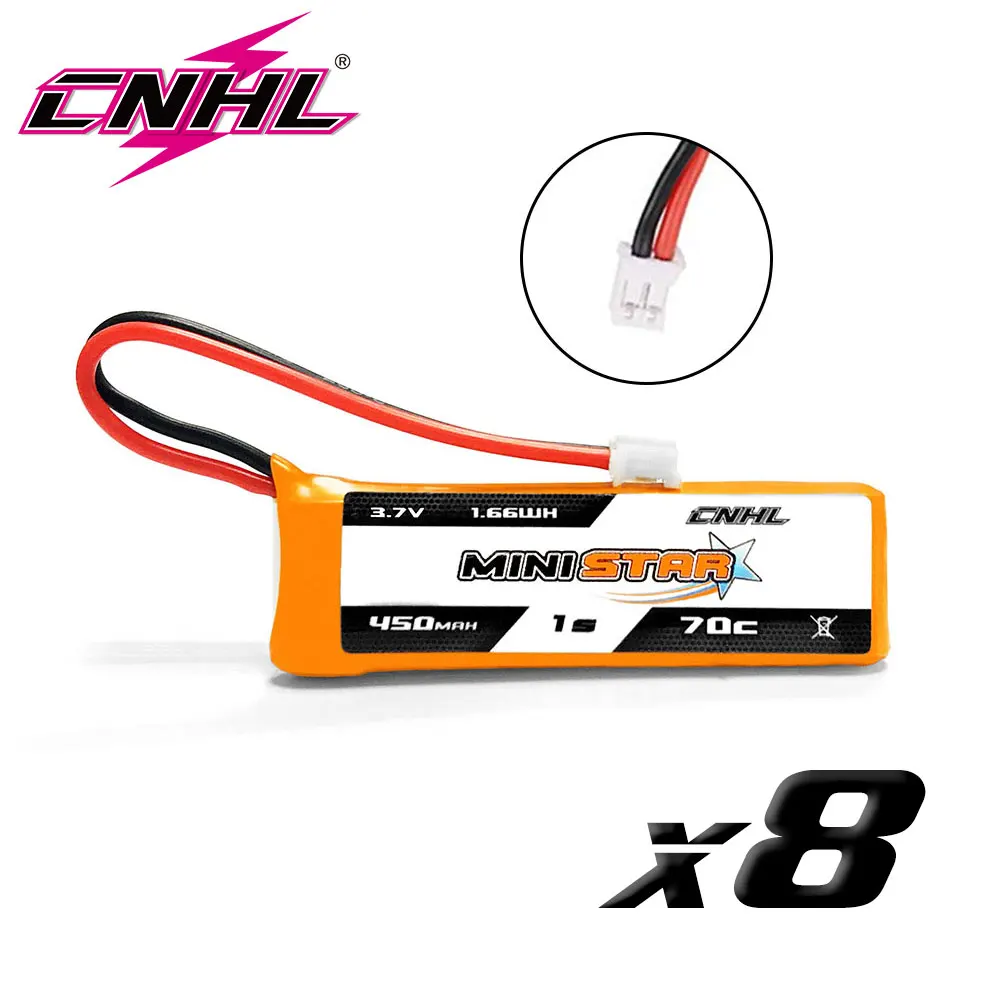 

8/16PCS CNHL Lipo Battery 450mAh 3.7V 1S 70C MiniStar Series With PH 2.0 For RC FPV Mini Quad Helicopter Airplane EMAX TinyHawk