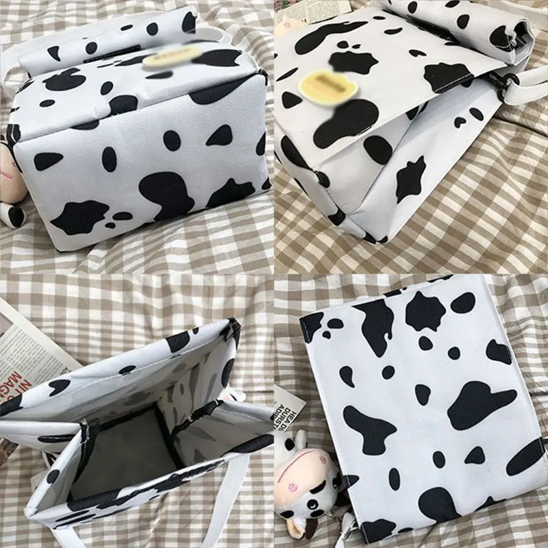

Cow Pattern Shoulder Bags Bag Canvas Small Square Bag Fashion Messenger Bag Travel Daypack College Bag for Women Girls Teenage