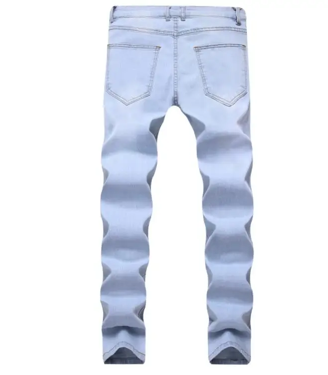 Мужские джинсы с цветочной вышивкой Модные зауженные рваные в стиле хип-хоп