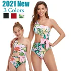 2021 Новый Семейные комплекты купальник Для женщин и девочек, раздел-детская Одна деталь пляжные комплекты бикини, купальный костюм одежда для купания, костюмы