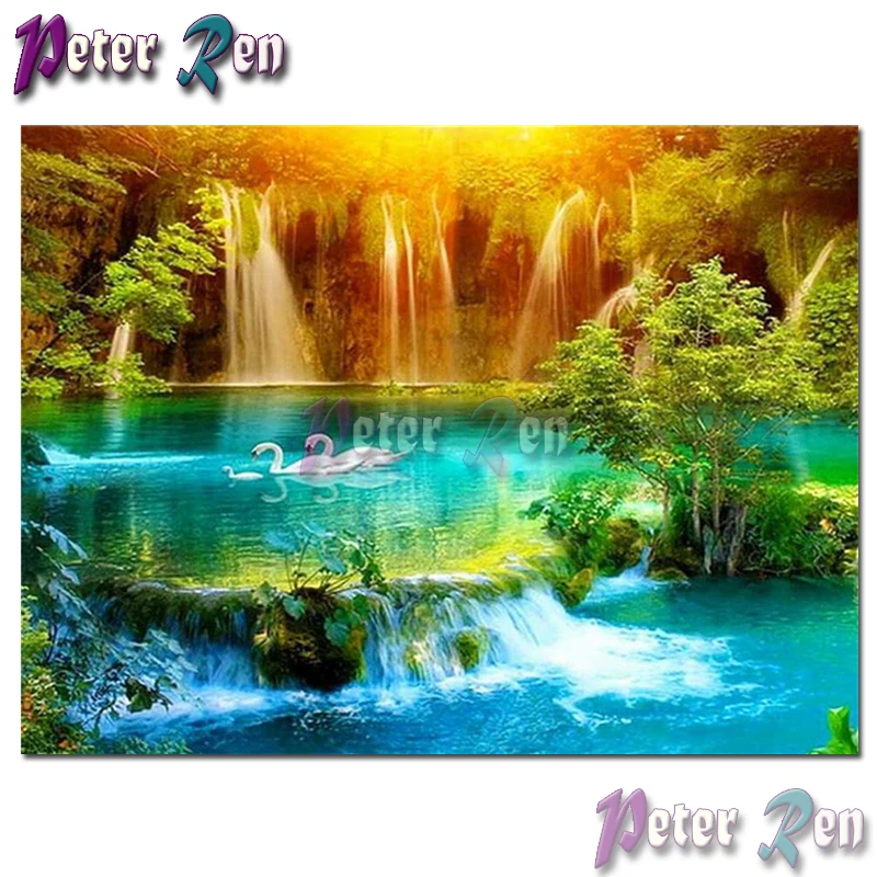 5d алмазная картина вышивка водяное колесо дом животное Детская рыбалка