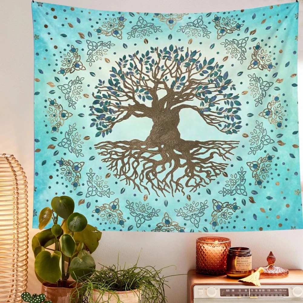 

Mysterious life tree home decoration tapestry Mandala psychedelic scene wall tapestry Bohemian decorative sofa blanket yoga mat