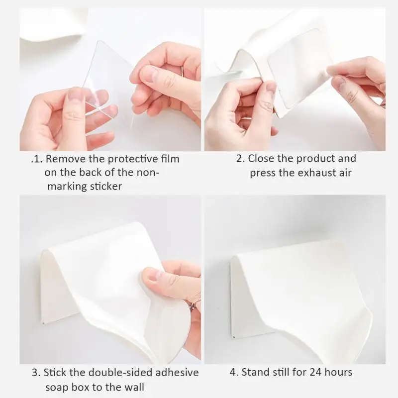 

1Pcs Soap Holder Bathroom Shower Soap Dish Shower Plates Soap Storage Box With Drain Wall Mounted Self Adhesive Plastic Supplies