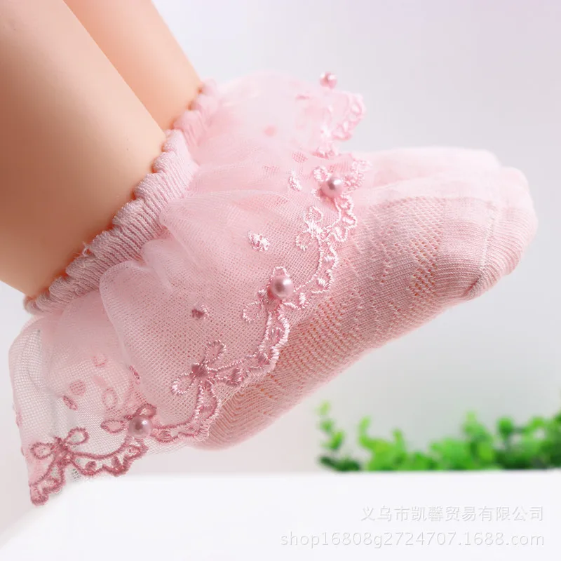 

Children's lace socks spring and summer children's girl's pearl Lace Princess socks, baby's mesh thin socks and socks 0 -7 Year