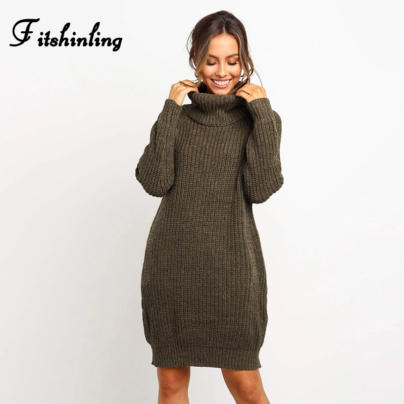 Женское трикотажное платье свитер Fitshinling однотонное облегающее короткое