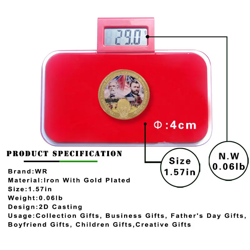 Набор золотых коллекционных монет WR в стиле американской Гражданской войны