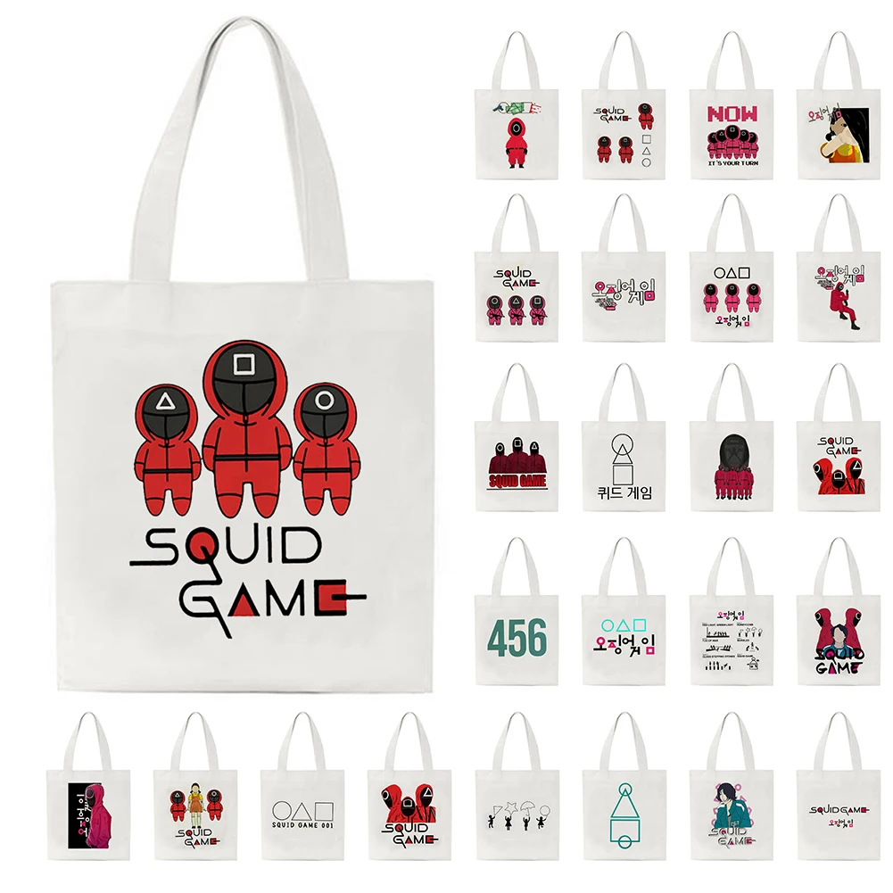 

30x35cm TV Squid Game Bags Round 6 Printed Tote Handbag Korean Drama Shoulder Shopping Bag Casual Handbag New Year Gift for Kids
