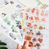 3pcsset 2021 new cartoon flowers leaves sticker diy diary decor stickers scrapbook cute stationery journal supplies