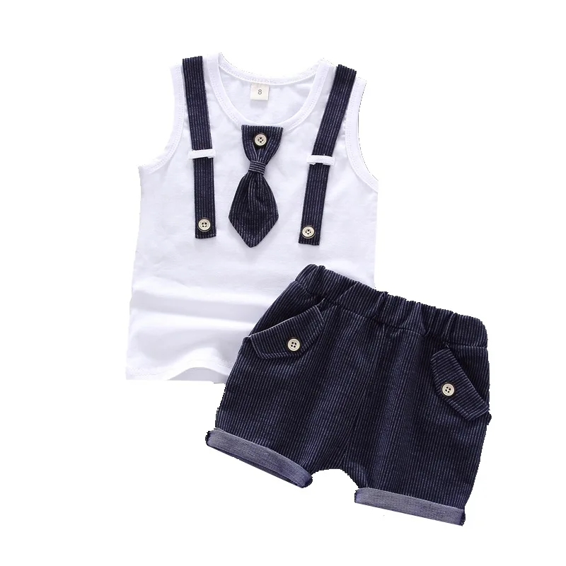 Комплект одежды для маленьких мальчиков летний хлопковый жилет в полоску