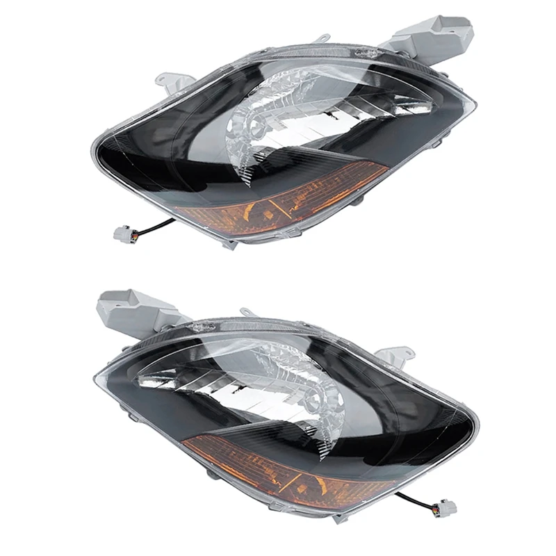

2x Auto Left/Right Headlight Assembly for Toyota Yaris 4Dr Sedan 2007-2012 Black Bezel Clear Lens Headlights Lamps