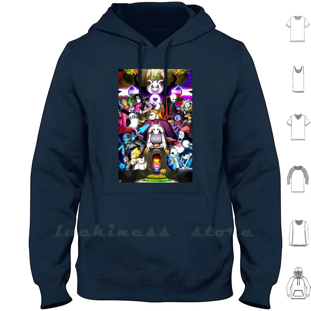 Толстовка с капюшоном Undertale 6xl хлопок большой размер Fanart Frisk Flowey Sans Papyrus Muffet Temmie Mad