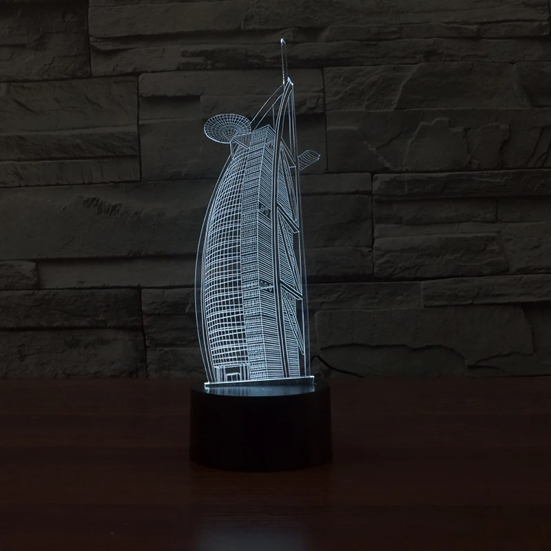 Новый Lugger модель отеля 3d лампа 7 цветов светодиодный ночник для детей сенсорный Usb
