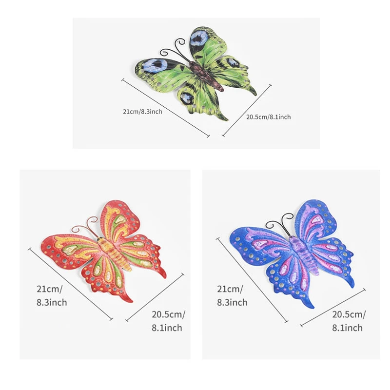 

3Pcs Butterfly Gift Home Wall Art for Garden Sculpture Bedroom Hanging Decor Patio Backyard Indoor Outdoor Artificial