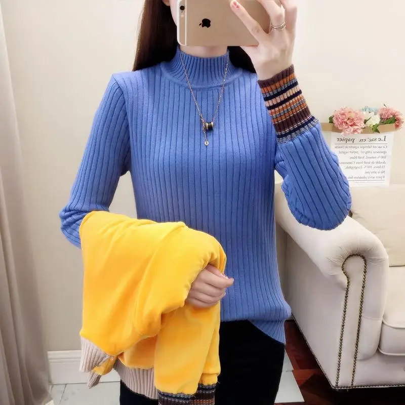 

Winter Thick Knit Sweater Female Fashion Thick Sweater Warm Bottoming Shirt Womens Sweaters Long Sleeve Autumn Knitted Pullover