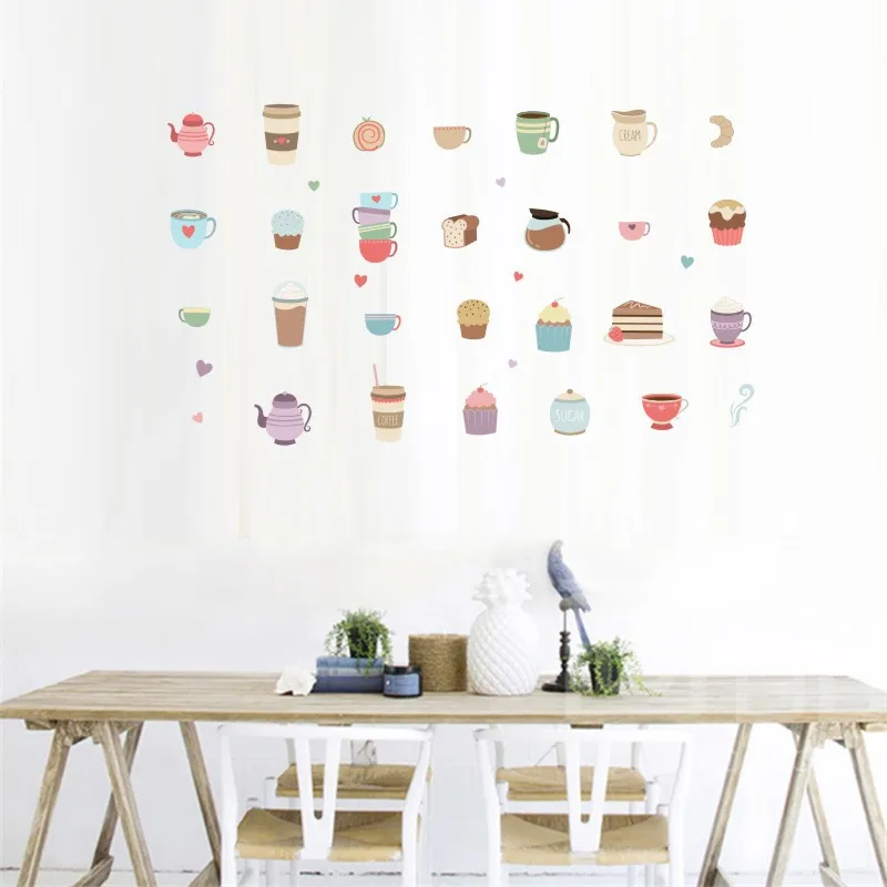 Ins стиль красочные кексы хлеб наклейки на стену мультфильм хлебобулочные