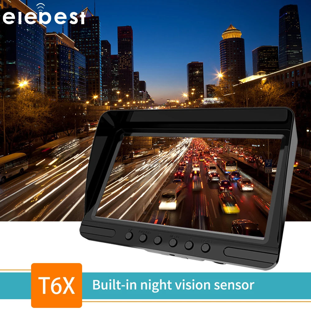 Elebest T6X видеорегистратор передний и задний DVR 7 ''Сплит монитор циклическая запись/Обнаружение движения IP69 ночное видение для грузовика RV автобус