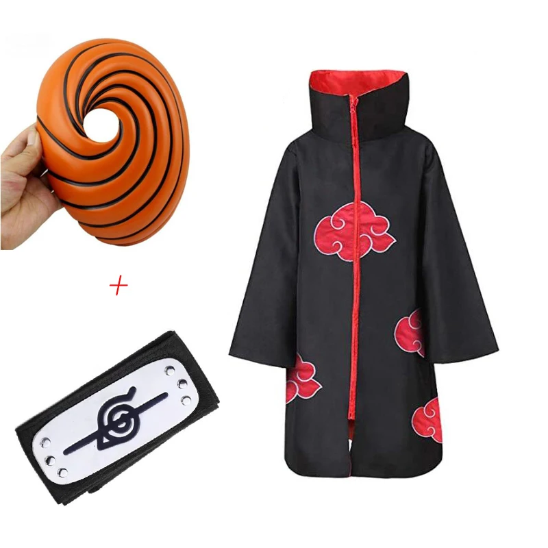 Tobi Obito Cosplay Costume Akatsuki Long Sleeve Cloak Halloween Adult Children Mask Anime Ninja | Тематическая одежда и