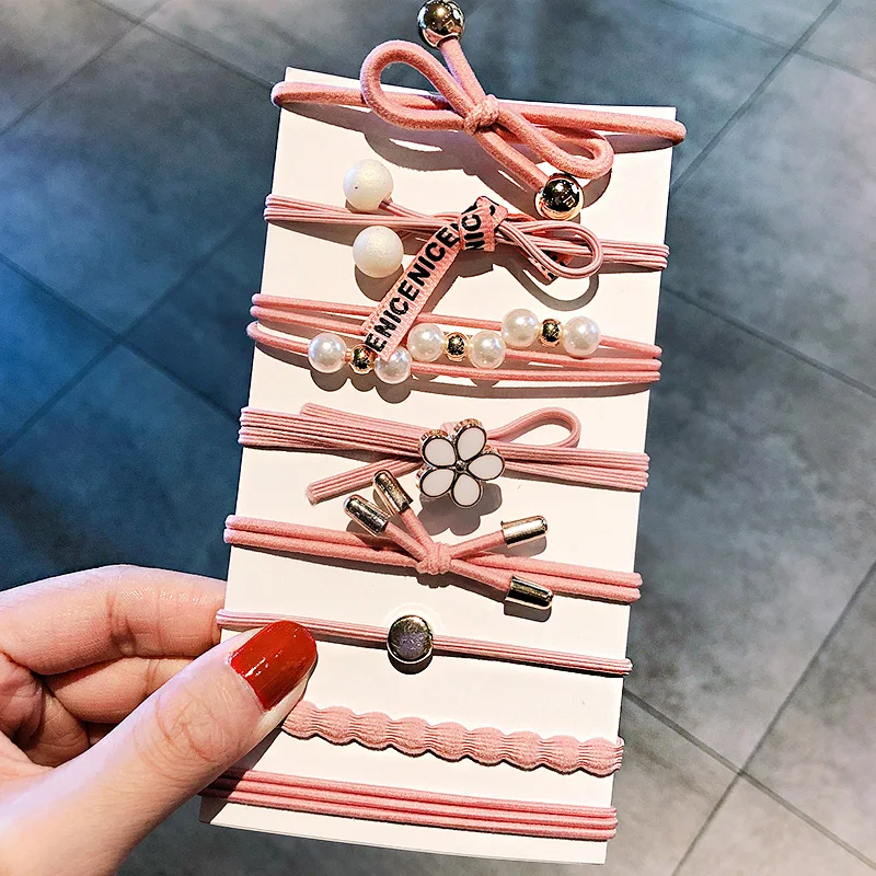 Новинка элегантные эластичные резинки для волос с жемчугом 5/8 шт./компл. милые