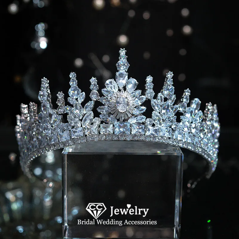 

CC короны для женщин, свадебные аксессуары, свадебный головной убор, обручальные украшения для волос, Кристальные диадемы, романтическая кор...
