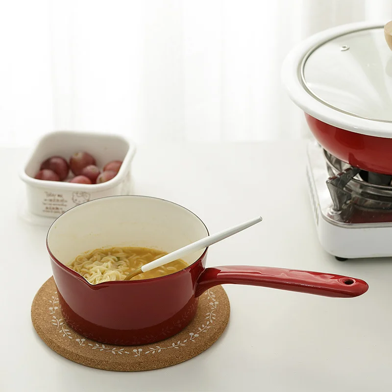 1L эмалированный горшок молочный с одной ручкой мгновенный для лапши детская