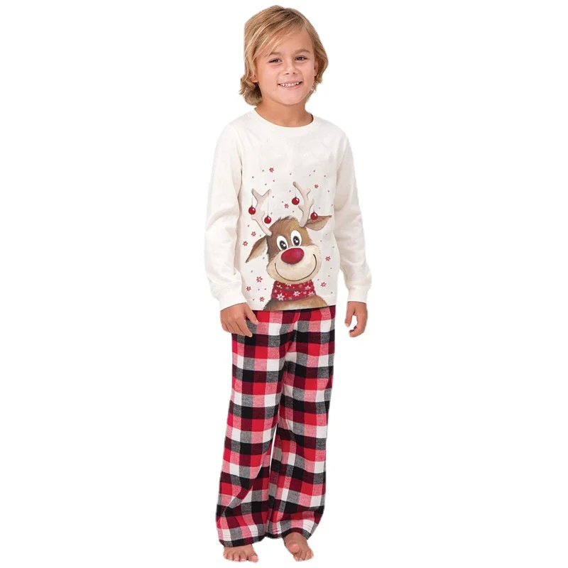 2021 Christmas Fashion Parent-child Pajamas Home Service Two-piece Suit Christmas Pajamas