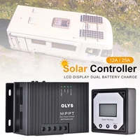 12a 25a mppt solar charge controller 12v 24v solar panel charge regulator with lcd display dual battery charge for rv