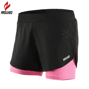 ARSUXEO шорты для бега женские летние компрессионные дышащие шорты для спортзала 2 в 1 спортивные обтягивающие шорты с карманом на молнии сзади