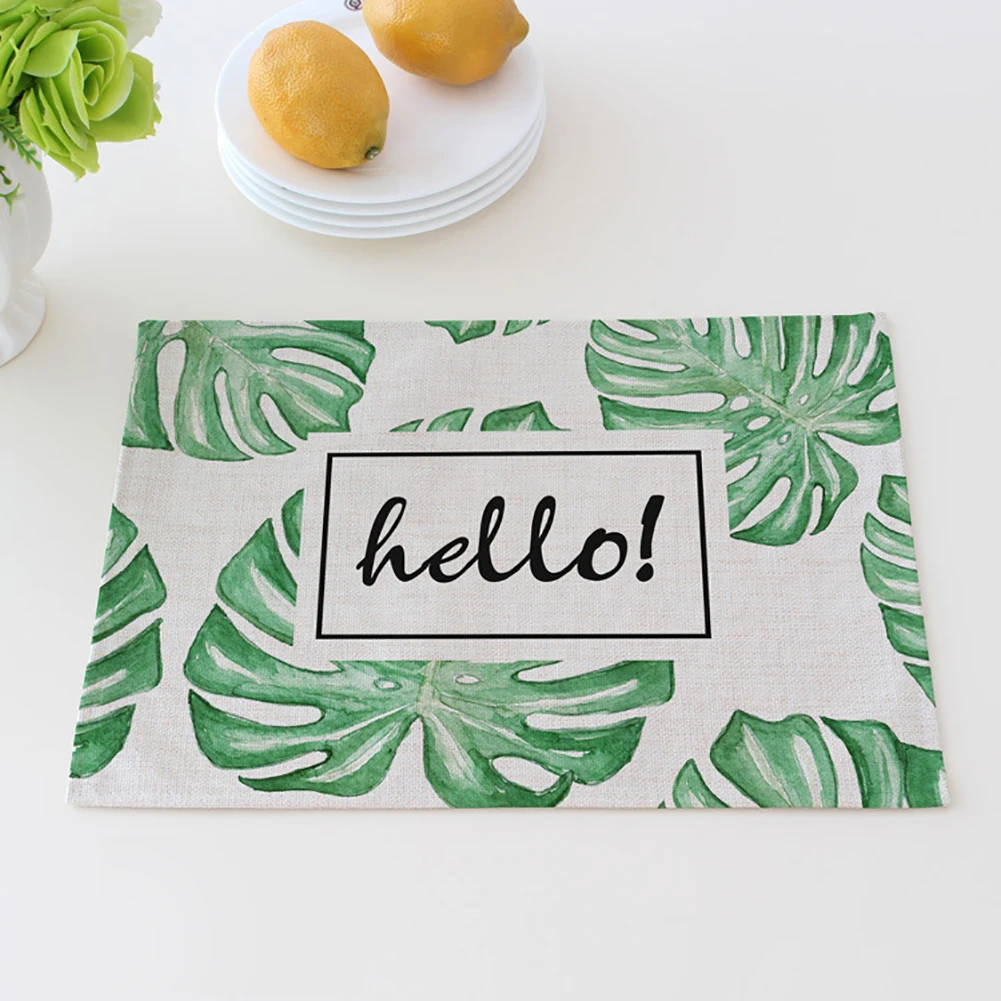 1 шт. коврик для стола с рисунком листьев зеленого растения теплоизоляционный