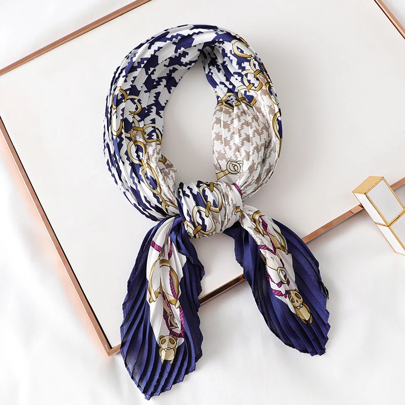 

2021 Silk Square Lady Hair Scarf Female Shawl Print Crinkle Scarves Wraps Women Bandana Neckerchief Fashoin Foulard Accessories