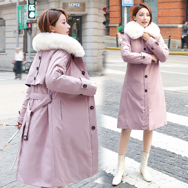 Зимняя куртка для женщин зимнее длинное платье выше колена в Корейском стиле