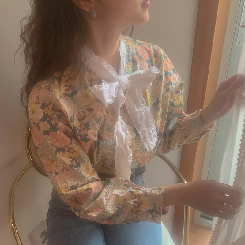 Корейский шикарный весенний французский Джокер нишевая Ретро рубашка со