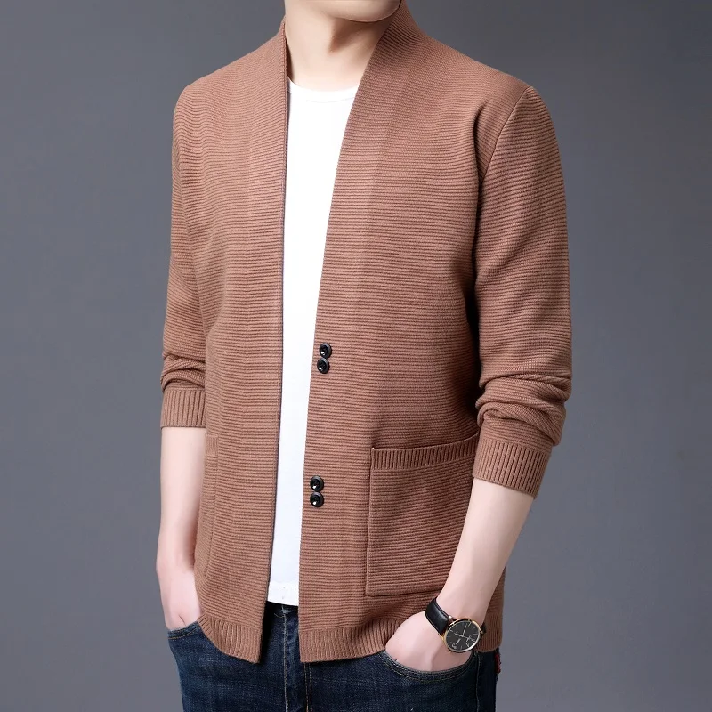 Мужской кардиган с V образным вырезом на пуговицах|Кардиганы| |
