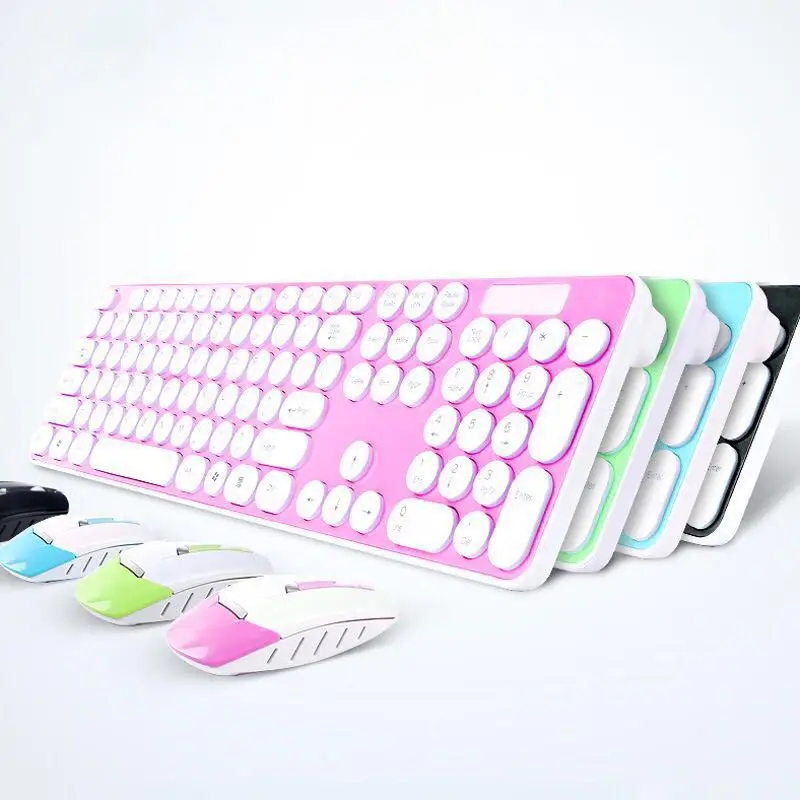 

Красочный круглый Keycap клавиатура и мышь набор девушки бизнес дома игровая клавиатура в офис беспроводной ключ мышь набор