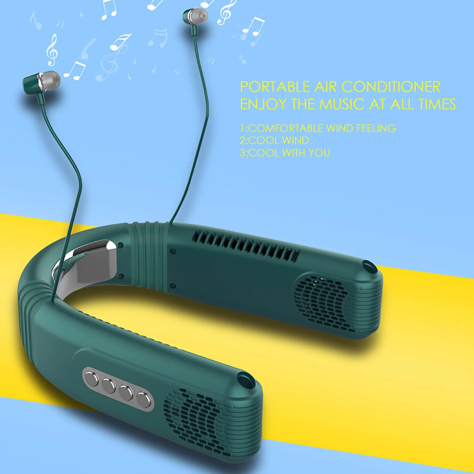 

New Cooling Hanging Bladeless Neck Fan USB Personal Hands Free Neck Fan Portable Headphone Design Summer Air Cooler