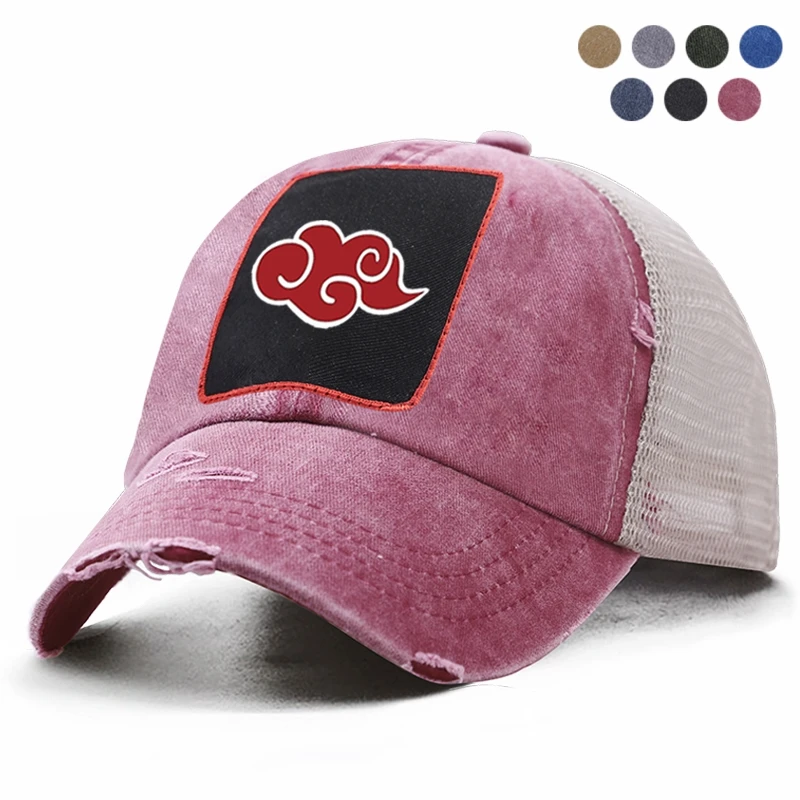 Японская аниме Red Cloud Naruto логотип Akatsuki мужская бейсбольная кепка для женщин и