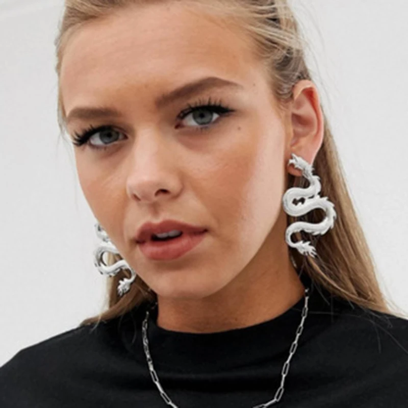 Серьги в форме дракона BA характеристики золотистые и Серебристые двухцветные