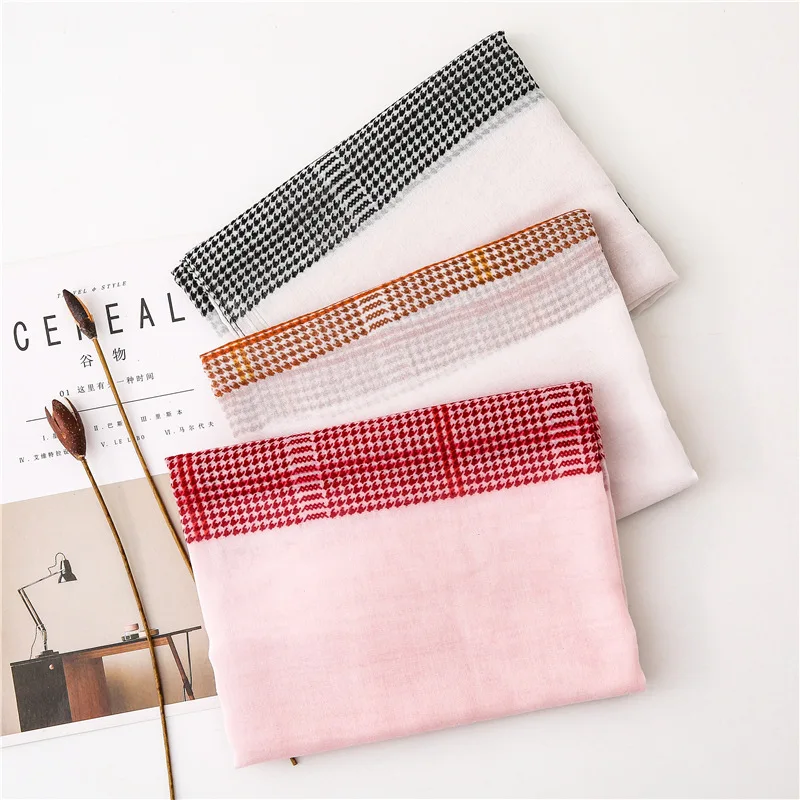 

Модный женский новый шарф тысяча птиц в клетку Женская Весна-Осень Корейская версия 100 Солнцезащитная пляжная Марля на все сезоны