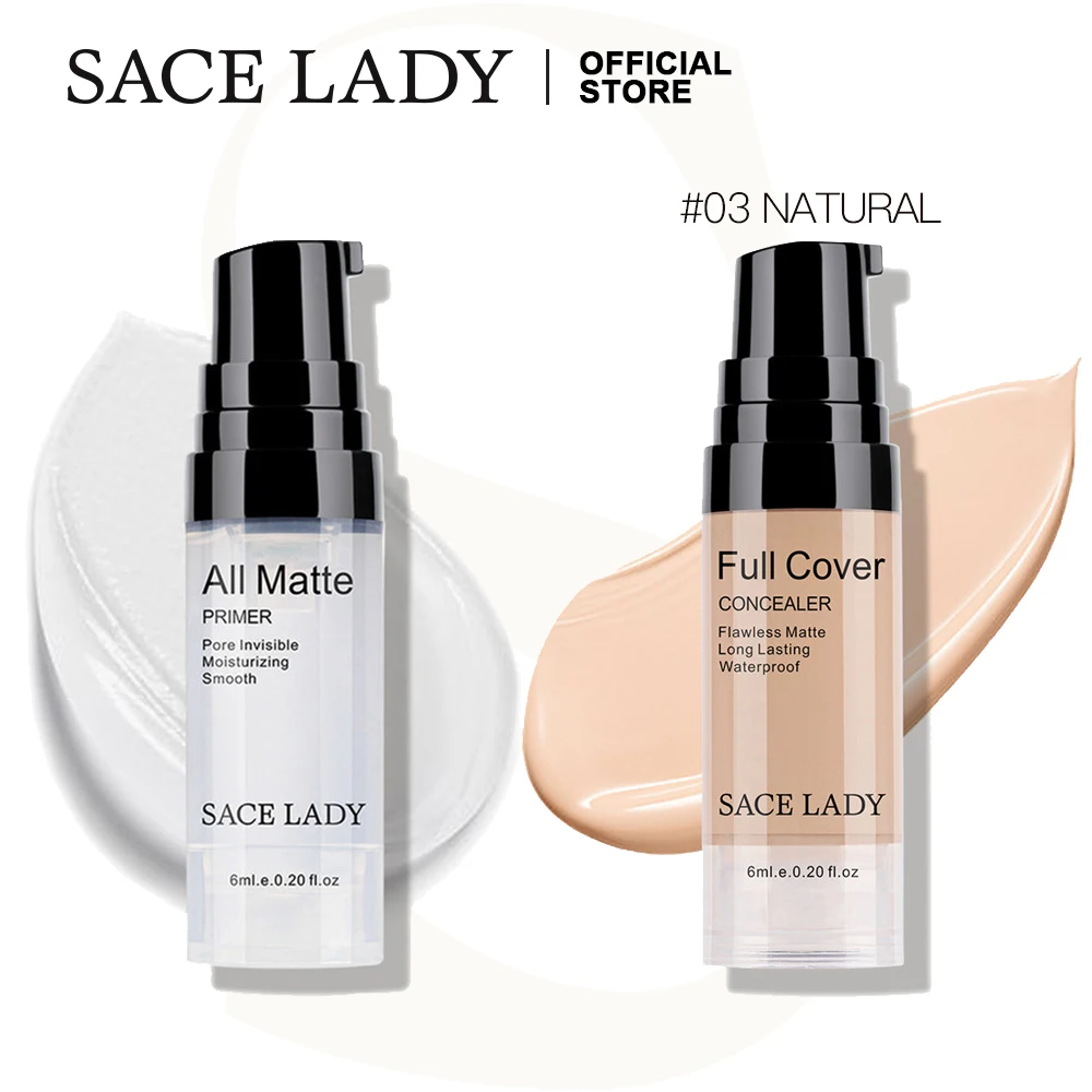 SACE LADY make up set 6 мл основа праймер полное покрытие жидкий матовый консилер макияж