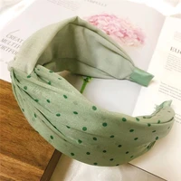 2021 new fine gauze round dot hairband for girls vintage cross elastic hair bands soft solid women headband hair accessories