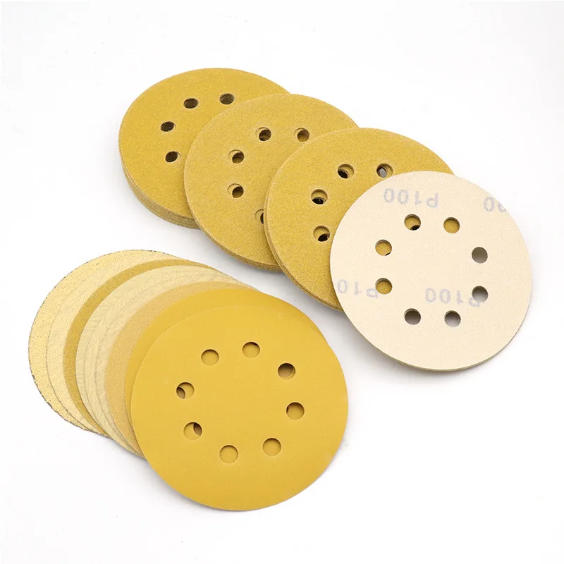 5-дюймовая желтая наждачная бумага с 8 отверстиями самоклеящаяся пленка