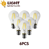 6pcslot retro edison filament bulb a60 6w decor for chrismas b22 220v vintage lamp 4000k home decoration